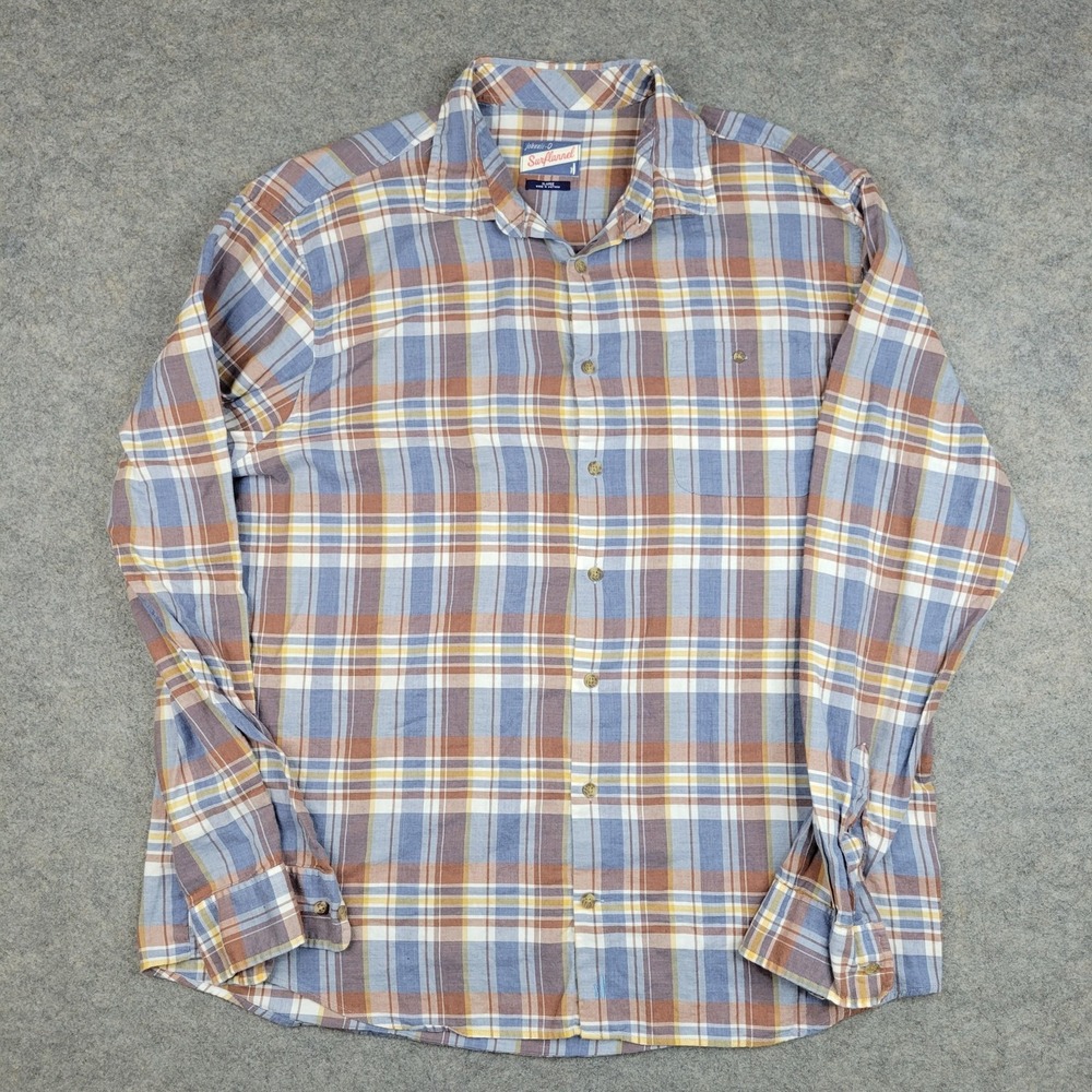 Johnnie-O Shirt Mens XL Multicolor Plaid Flannel Button Front Long Sleeve Casual